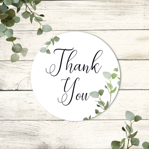 Thank you Stickers | Round 37mm Stickers | 2 x A4 | 70 stickers | Eucalyptus