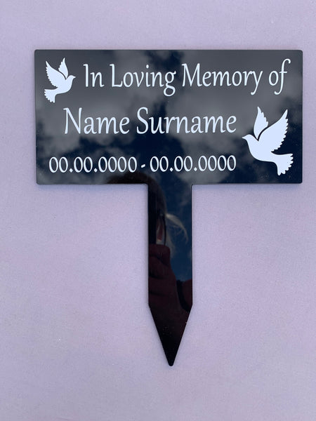 Personalised Grave Marker | Grave/Crem | Remembrance Marker | Personalised Memorial Plaque | Black Memorial Plaque | In Loving Memory