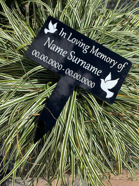 Personalised Grave Marker | Grave/Crem | Remembrance Marker | Personalised Memorial Plaque | Black Memorial Plaque | In Loving Memory