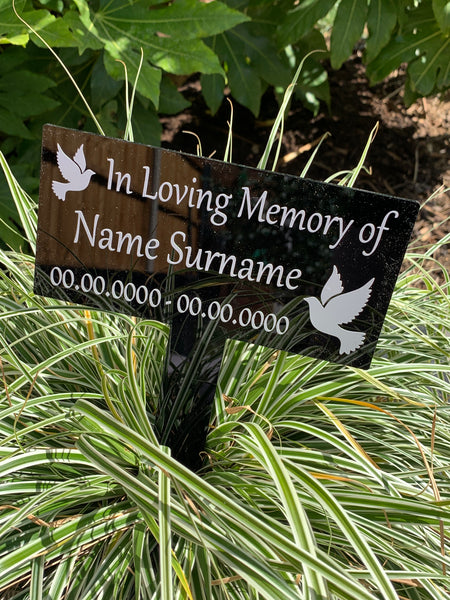 Personalised Grave Marker | Grave/Crem | Remembrance Marker | Personalised Memorial Plaque | Black Memorial Plaque | In Loving Memory