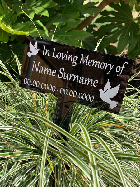Personalised Grave Marker | Grave/Crem | Remembrance Marker | Personalised Memorial Plaque | Black Memorial Plaque | In Loving Memory