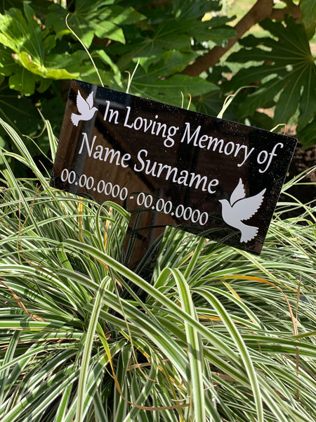 Personalised Grave Marker | Grave/Crem | Remembrance Marker | Personalised Memorial Plaque | Black Memorial Plaque | In Loving Memory