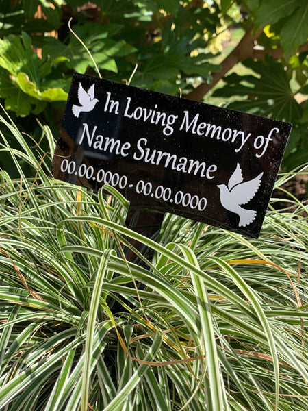Personalised Grave Marker | Grave/Crem | Remembrance Marker | Personalised Memorial Plaque | Black Memorial Plaque | In Loving Memory