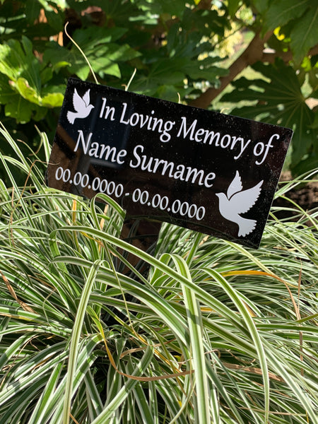 Personalised Grave Marker | Grave/Crem | Remembrance Marker | Personalised Memorial Plaque | Black Memorial Plaque | In Loving Memory