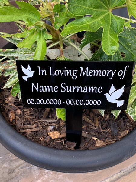 Personalised Grave Marker | Grave/Crem | Remembrance Marker | Personalised Memorial Plaque | Black Memorial Plaque | In Loving Memory