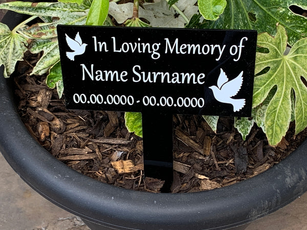 Personalised Grave Marker | Grave/Crem | Remembrance Marker | Personalised Memorial Plaque | Black Memorial Plaque | In Loving Memory