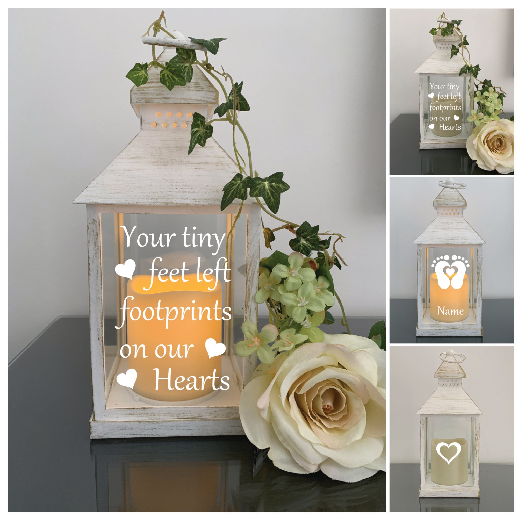 Memorial Lantern, Baby/New Born Memories, Your tiny feet left footprints on our hearts