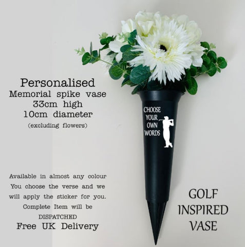 Golf Inspired Memorial Vase | Grave Flower Pots | Personalised Graveside Pot | Funerals/Bereaved