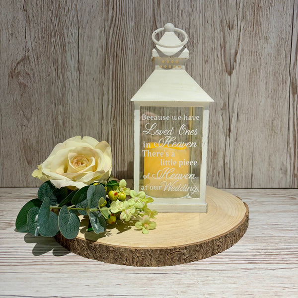 Because we have Loved Ones in Heaven, Wedding Lantern, Wedding Venue Decoration, Memorial Lantern, White & Gold Wedding Memorial Lantern