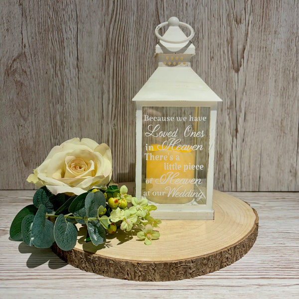 Because we have Loved Ones in Heaven, Wedding Lantern, Wedding Venue Decoration, Memorial Lantern, White & Gold Wedding Memorial Lantern