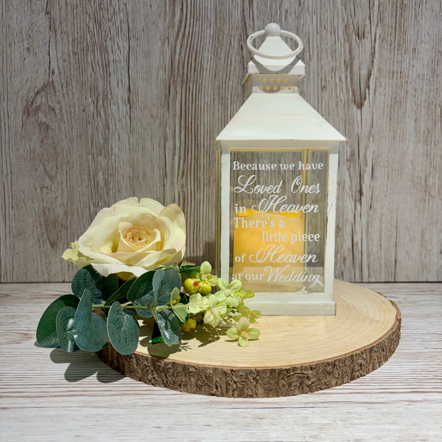 Because we have Loved Ones in Heaven, Wedding Lantern, Wedding Venue Decoration, Memorial Lantern, White & Gold Wedding Memorial Lantern