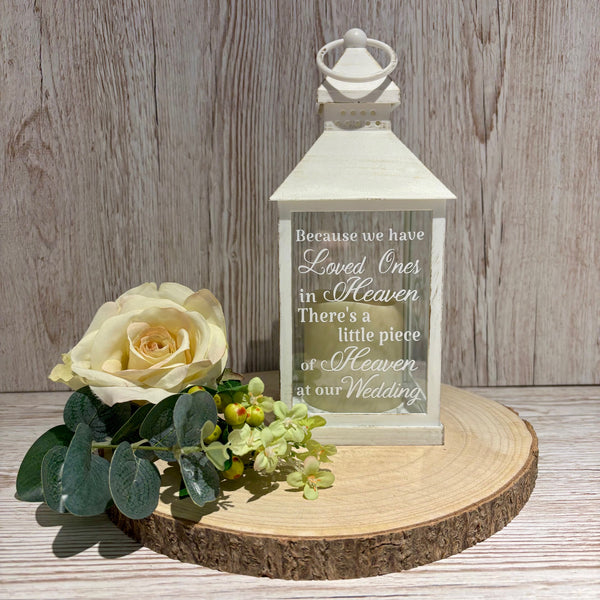 Because we have Loved Ones in Heaven, Wedding Lantern, Wedding Venue Decoration, Memorial Lantern, White & Gold Wedding Memorial Lantern