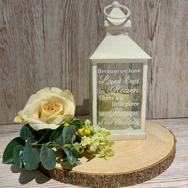 Because we have Loved Ones in Heaven, Wedding Lantern, Wedding Venue Decoration, Memorial Lantern, White & Gold Wedding Memorial Lantern