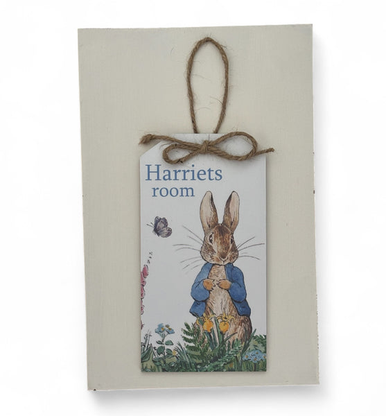 Door Hangers, Peter Rabbit door sign, Child's Door Name, bedroom sign, Peter Rabbit, Beatrix Potter, bedroom name door sign