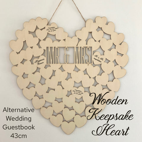 Wedding Guest Book Alternative, Wooden Heart, Mr and Mrs Wedding Sign, Anniversary Gift, Custom Wooden Guest Book, Rustic Wedding Decor