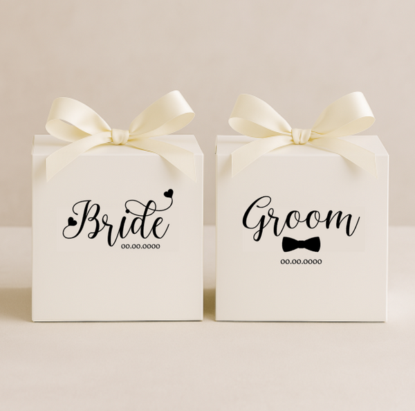 Bride & Groom Vinyl Stickers | Personalised stickers for making your own wedding gift boxes