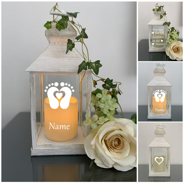 Memorial Lantern, Baby/New Born Memories, Your tiny feet left footprints on our hearts
