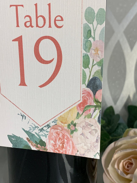 Wedding table numbers, wedding centrepiece, Floral wedding numbers, 1 - 20, Wedding table decorations, wedding table numbers.