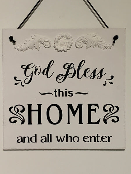 God Bless this home and all who enter, Home Decoration, Wall Hangings, Wooden Sign, Handmade Wooden Sign, Entrance hall Sign, Novelty Sign