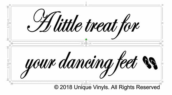 Flip Flop sign, Wedding Stickers, vinyl wedding stickers, A little Treat for Dancing Feet, Vinyl Sticker for Wooden Crate, wedding decor.
