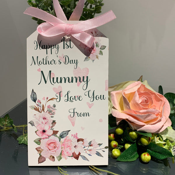 Gift Tag, Happy 1st Mothers Day, Mummy, Mam, Mum, Wooden Tag, Personalized Gift Tag, Mother's Day Gift Tag