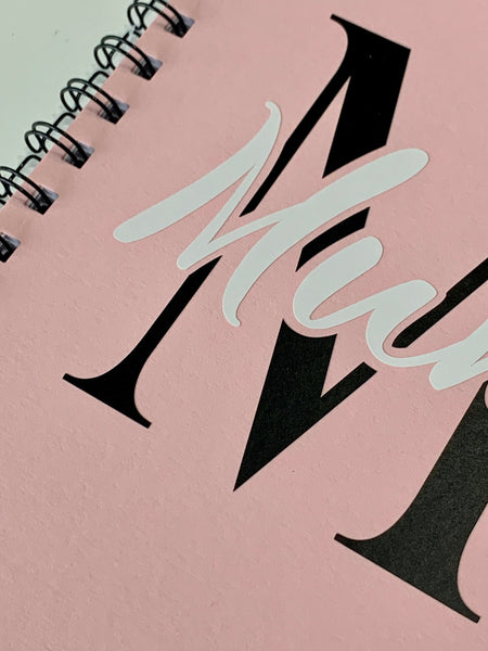 Christmas Mum Gift, notebook, add name, notebook planner, to do list, journal, sketch book, birthday gift, plain paper notebook, spiral.