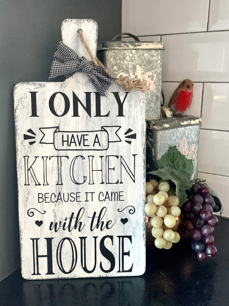 Kitchen Sign, Kitchen Bread Board, New Home Gift, Decorative Bread Board, Breadboard, Farmhouse Home Decoration, Novelty Moving in Gift.