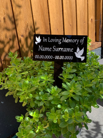 Grave Marker & Decoration | Grave/Crem | Remembrance Marker | Acrylic Memorial Plaque | Black Memorial Plaque | In Loving Memory