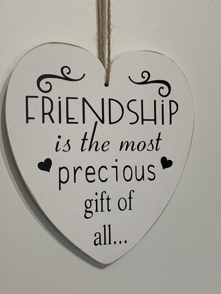Friendship Gift, Friends Gift, Wooden Heart, Wooden Wall hanging heart Birthday gift for Friend, Friendship is the most precious gift of all