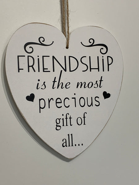 Friendship Gift, Friends Gift, Wooden Heart, Wooden Wall hanging heart Birthday gift for Friend, Friendship is the most precious gift of all