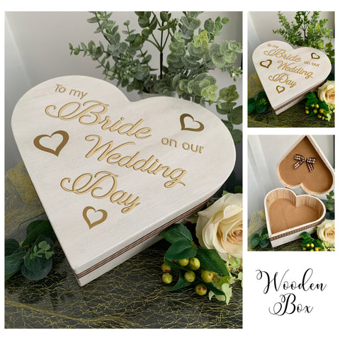 Bride Gift Box, Wedding Gift box for your Bride, Wooden Heart Box, Large wooden Heart shaped box for wedding gift, Bride Gift for Wedding