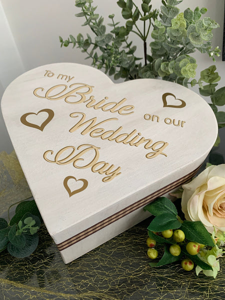 Bride Gift Box, Wedding Gift box for your Bride, Wooden Heart Box, Large wooden Heart shaped box for wedding gift, Bride Gift for Wedding