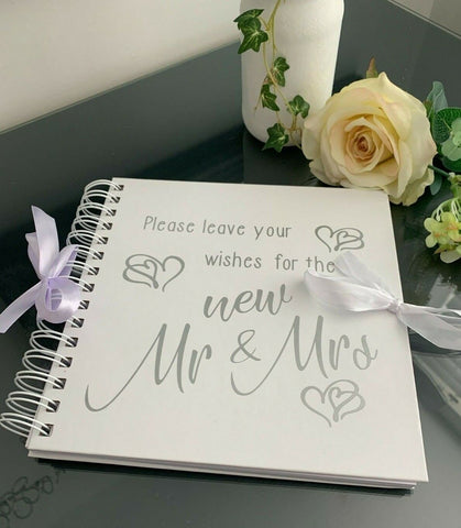 Wedding Guest Book Gift, Wedding Album, Please leave your wishes for the New Mr and Mrs, Wedding photo book, Wedding gift Ideas. White book.
