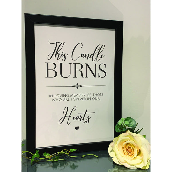 Wedding Sign, This candle burns in loving memory, Wedding Venue Decoration. Wedding Print, Contemporary Art Print for Wedding.