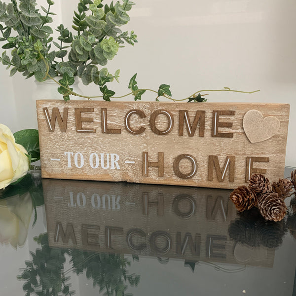 Welcome to our Home, New Home gift, Moving Home Gift, Pallet Sign, Home Decoration. Wooden Sign, 29 cm x 9.5 cm Farmhouse Style Sign.