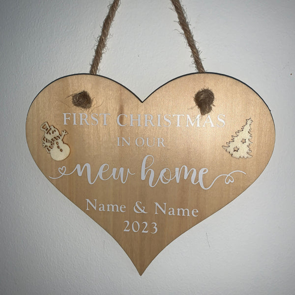 First Christmas in our New Home, Christmas Decoration, Home Decoration, Heart Sign, Personalised Christmas Gift. Christmas Gift