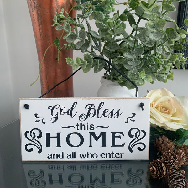 God Bless this home and all who enter| Home Decoration | Door Hangings | Wooden Sign | Handmade Wooden Sign | Christian Sign | Housewarming.