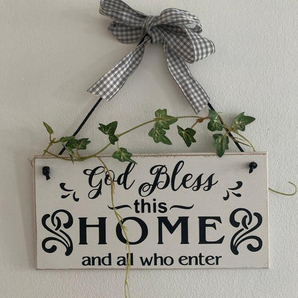 God Bless this home and all who enter| Home Decoration | Door Hangings | Wooden Sign | Handmade Wooden Sign | Christian Sign | Housewarming.