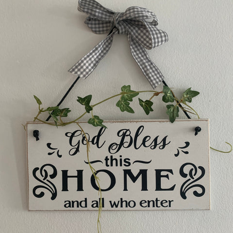 God Bless this home and all who enter| Home Decoration | Door Hangings | Wooden Sign | Handmade Wooden Sign | Christian Sign | Housewarming.
