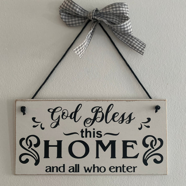 God Bless this home and all who enter| Home Decoration | Door Hangings | Wooden Sign | Handmade Wooden Sign | Christian Sign | Housewarming.