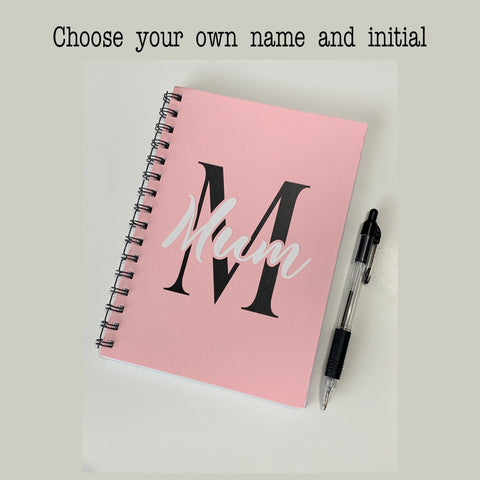Christmas Mum Gift, notebook, add name, notebook planner, to do list, journal, sketch book, birthday gift, plain paper notebook, spiral.