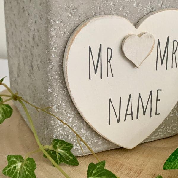 Cement Planter, Personalised, Mr and Mrs Vase, Mr and Mrs wedding gift, flower pot, wedding flower pot, concrete pot, cement flower pot.
