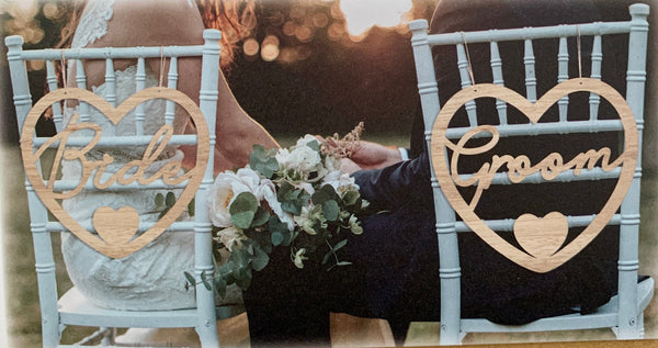 Wedding Sign, Bride and Groom,  Chair Signs, Wooden Sign, , Bride Sign, Groom Sign, Mr and Mrs Sign, Wedding Venue Sign, Wedding Decor