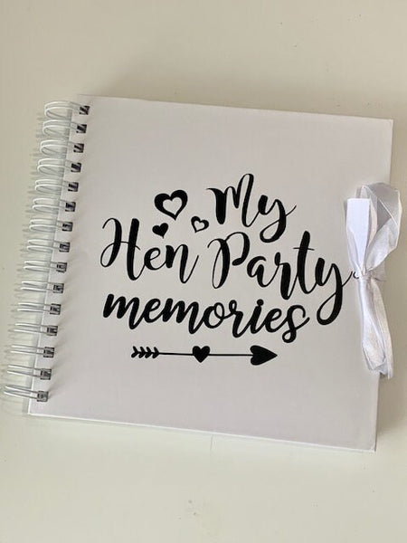 Personalised Hen Party Scrap Book, Hen Do Guest Book, Bridal Party Book, Hen Party Book, 8" blank pages, 40-80 pages for photos and memories