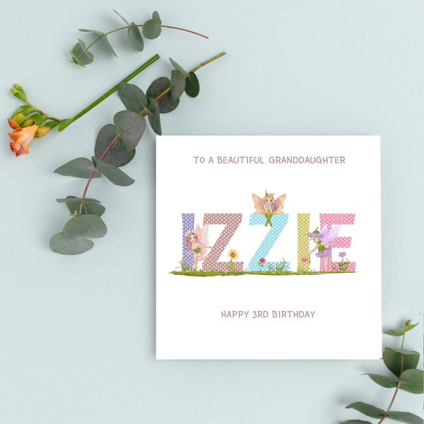 Fairy Birthday Card 3rd, 4th, 5th, 6th 7th Birthday for Girls, Daughter, Granddaughter, Niece, Sister, Personalised Name Magical Fairy Card
