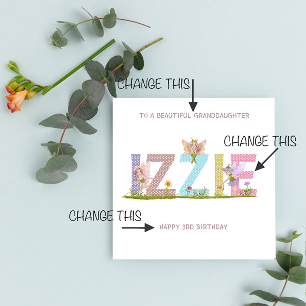 Fairy Birthday Card 3rd, 4th, 5th, 6th 7th Birthday for Girls, Daughter, Granddaughter, Niece, Sister, Personalised Name Magical Fairy Card