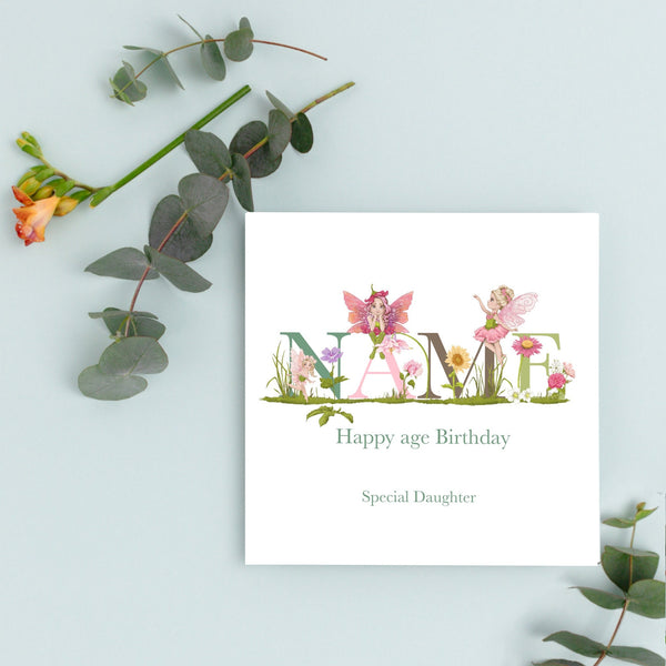 Fairy Birthday Card 2nd, 3rd, 4th, 5th, 6th Birthday for Girls, Daughter, Granddaughter, Niece, Sister, Personalised Name Magical Fairy Card
