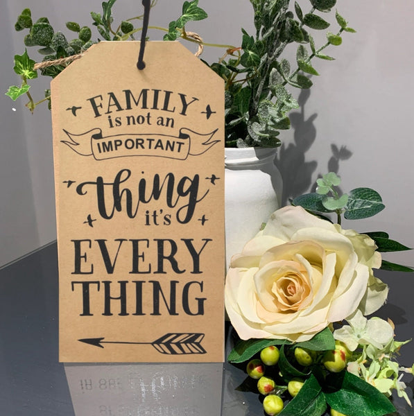 Family is not a thing, it’s everything, Family sign, Wall hanging, Home Decoration Wood Sign, New Home Gift, Wall Art. Family is everything.