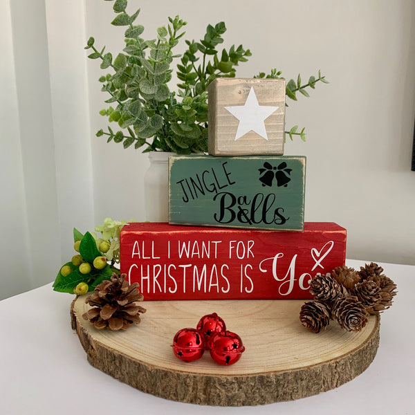 Christmas Wooden Sign, Christmas Decor, Christmas Signs, Stackable Blocks, Christmas Ornaments, Home Decor, All I want for Christmas is You