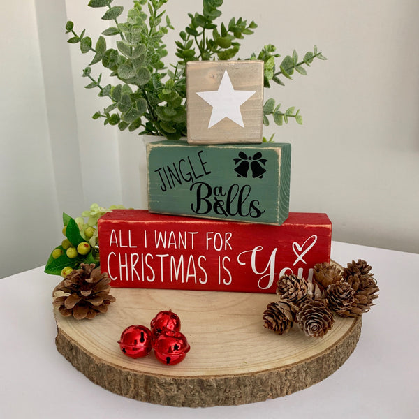 Christmas Wooden Sign, Christmas Decor, Christmas Signs, Stackable Blocks, Christmas Ornaments, Home Decor, All I want for Christmas is You